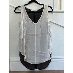 10 Crosby Derek Lam Intermix Cream Black Layered Sleeveless‎ Tank Top